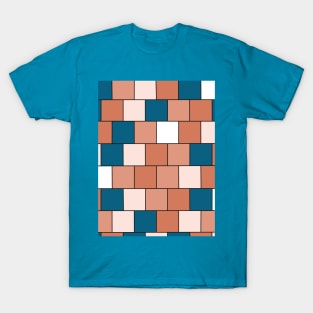 Orange and Blue Mosaic Tile Style T-Shirt